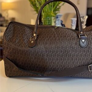 🤎 LUX DESIGN MONOGRAM BROWN CANVAS DUFFEL BAG!